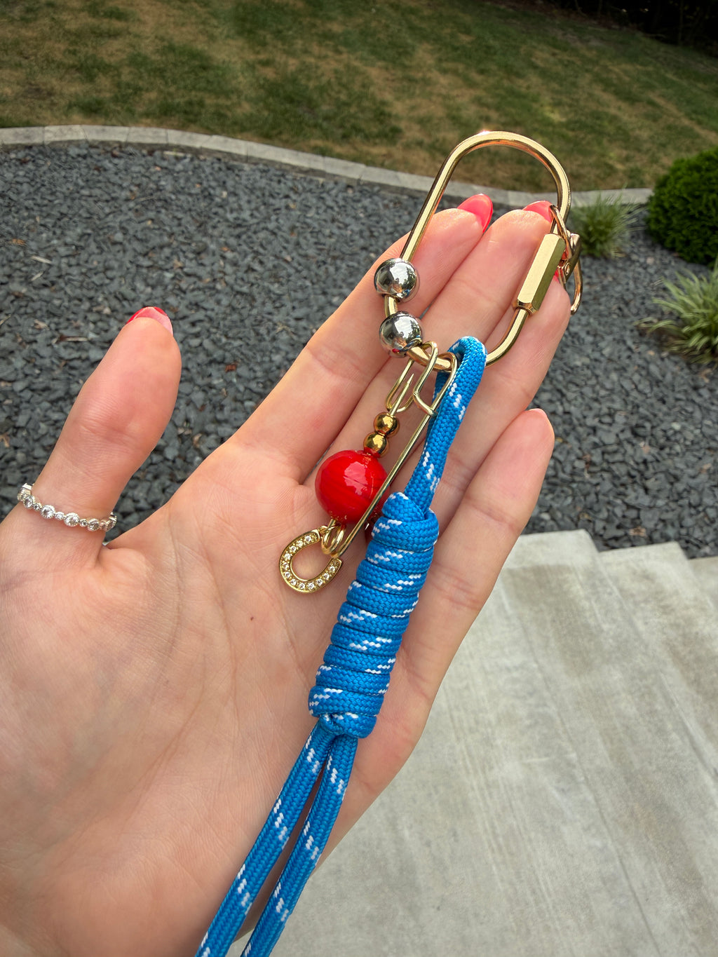 Roped Bag Charm: Mixed Metal Chic in Blue