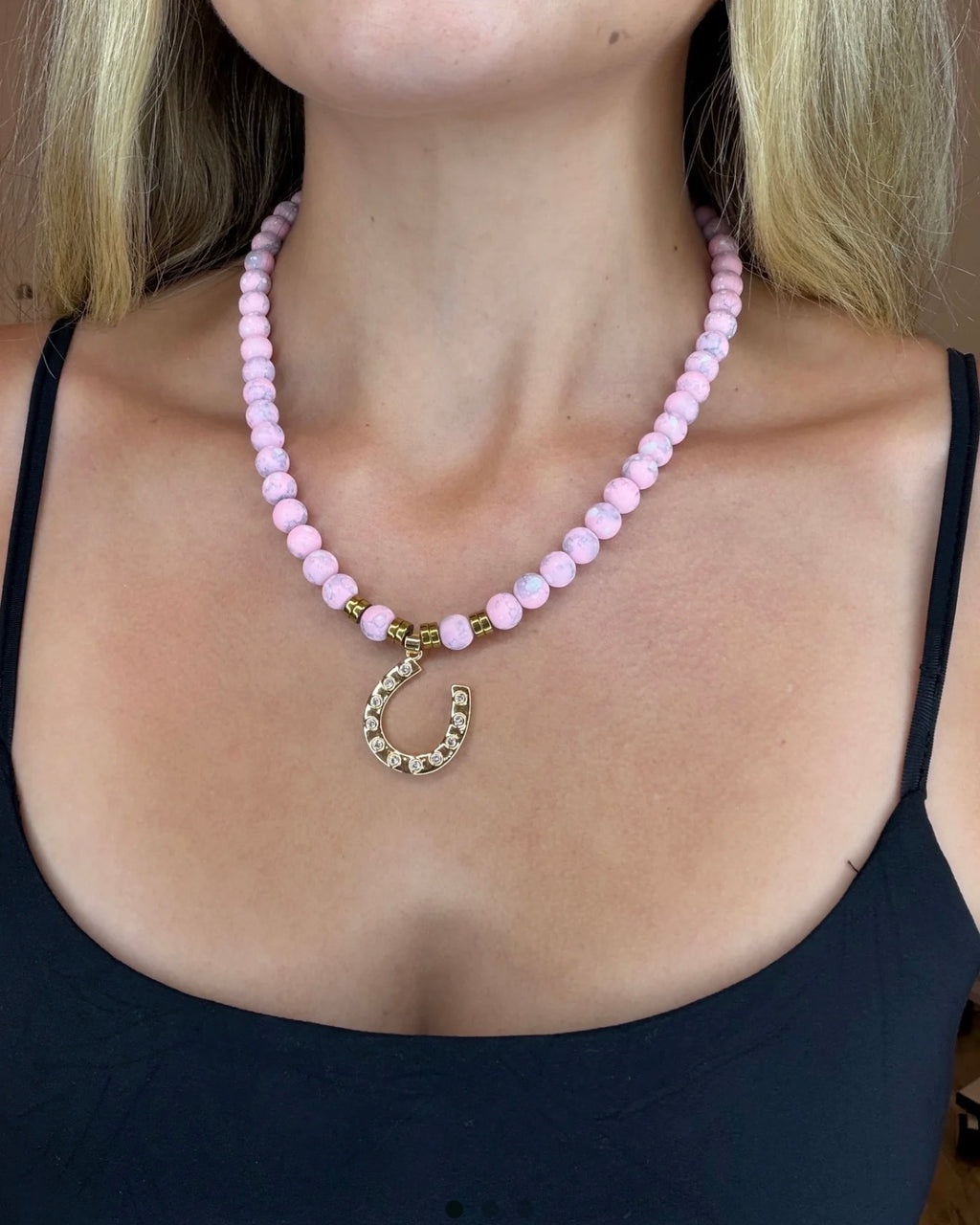 Pink Beaded Horseshoe