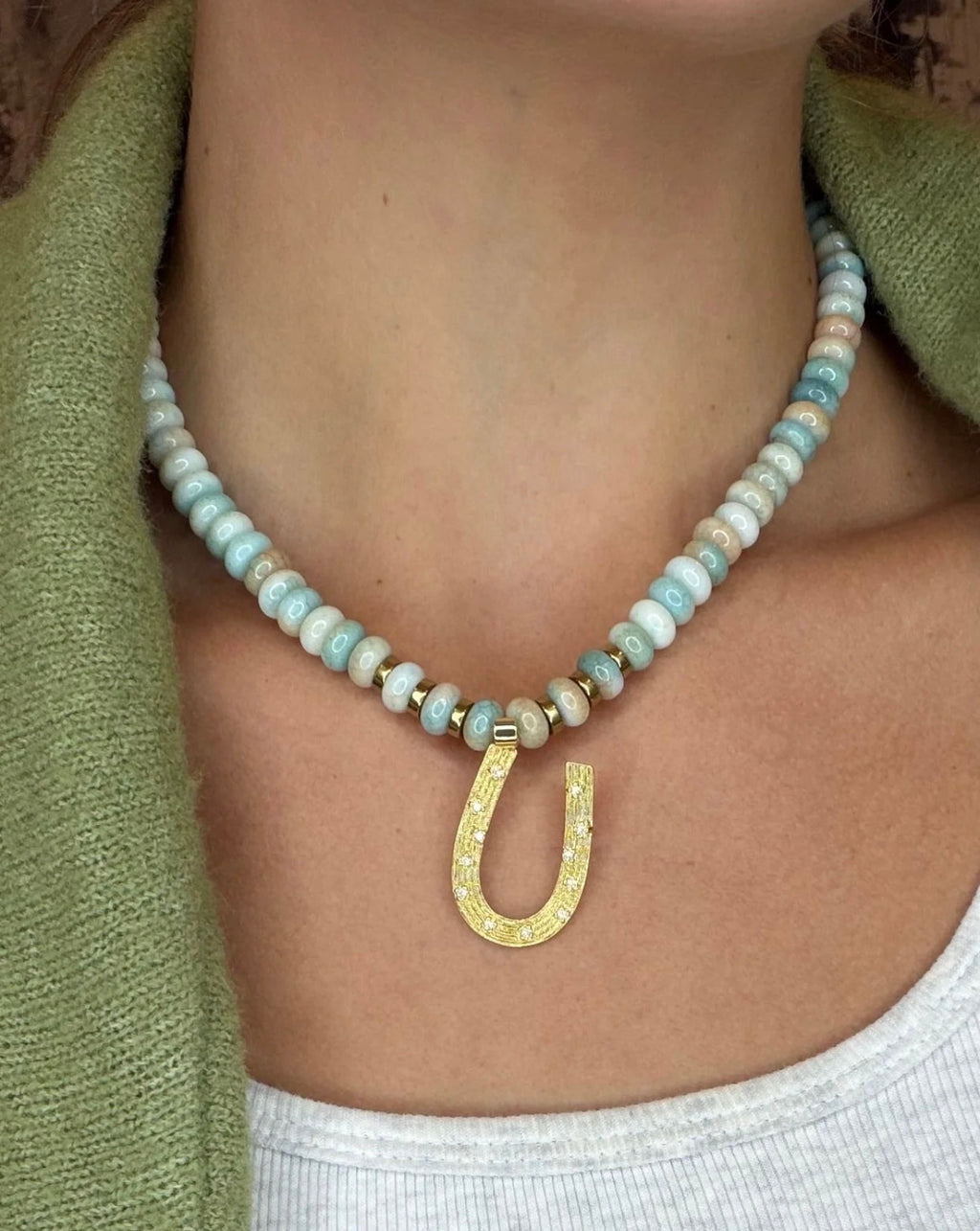 Multi Stone Beaded Horseshoe