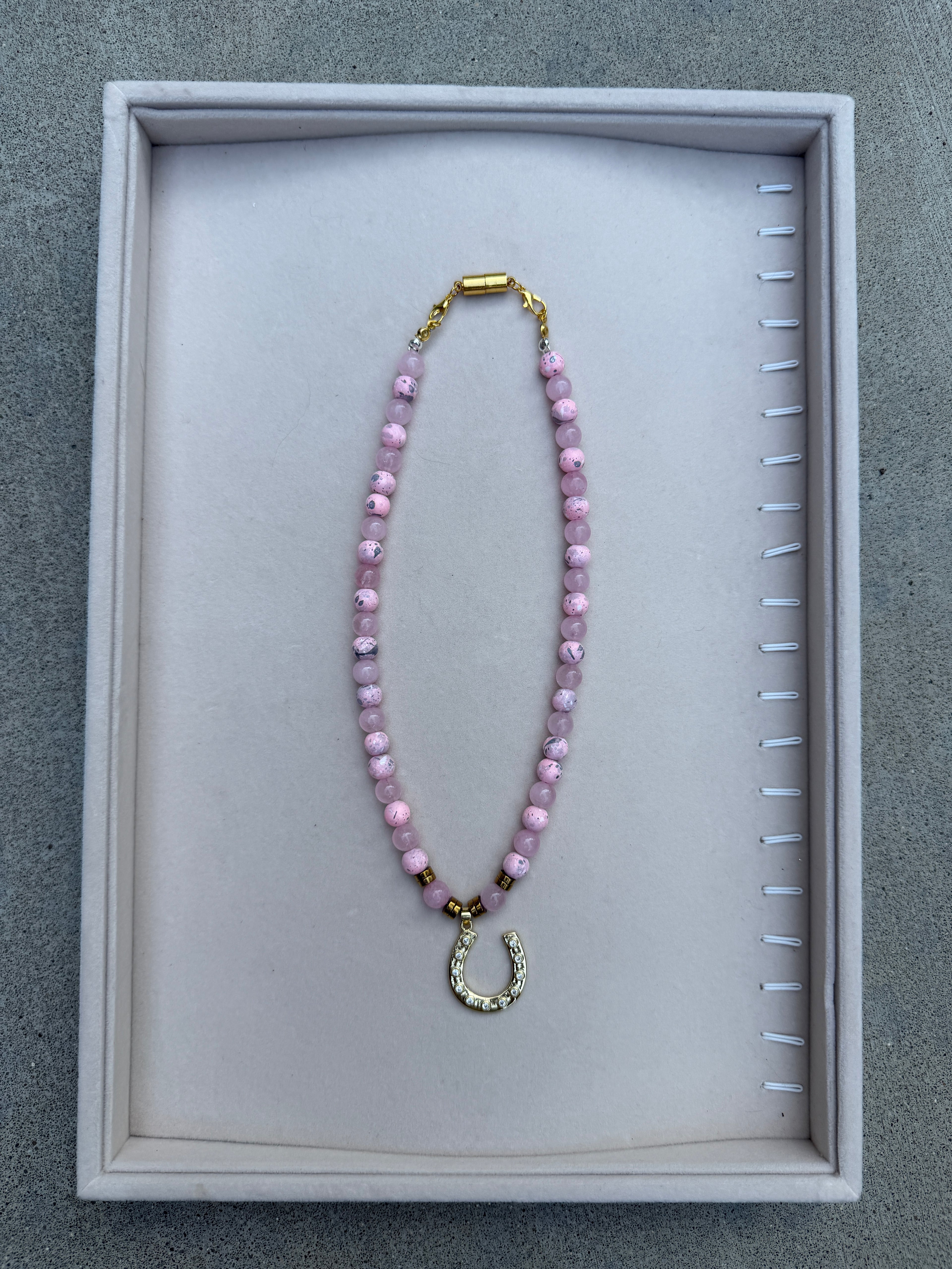 Pink Beaded Horseshoe