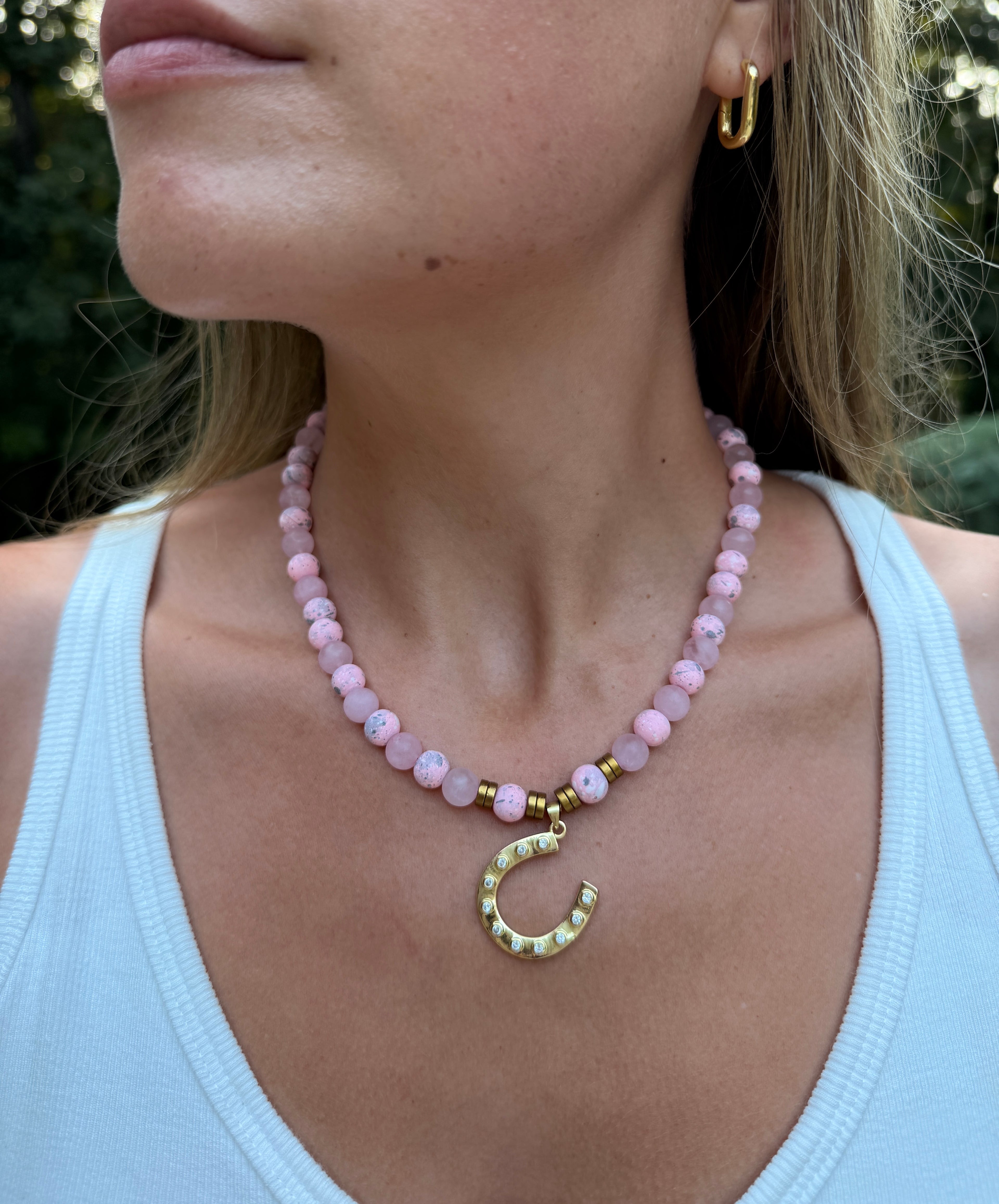 Pink Beaded Horseshoe