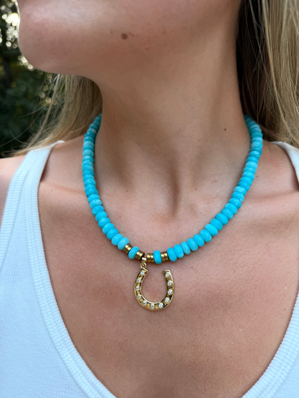 Blue Glass Beaded Horseshoe