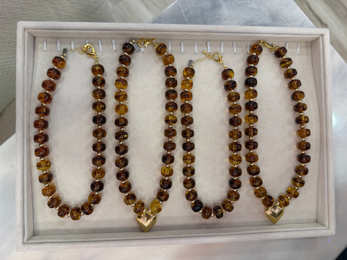 Avocado Green Stone Bead Necklace