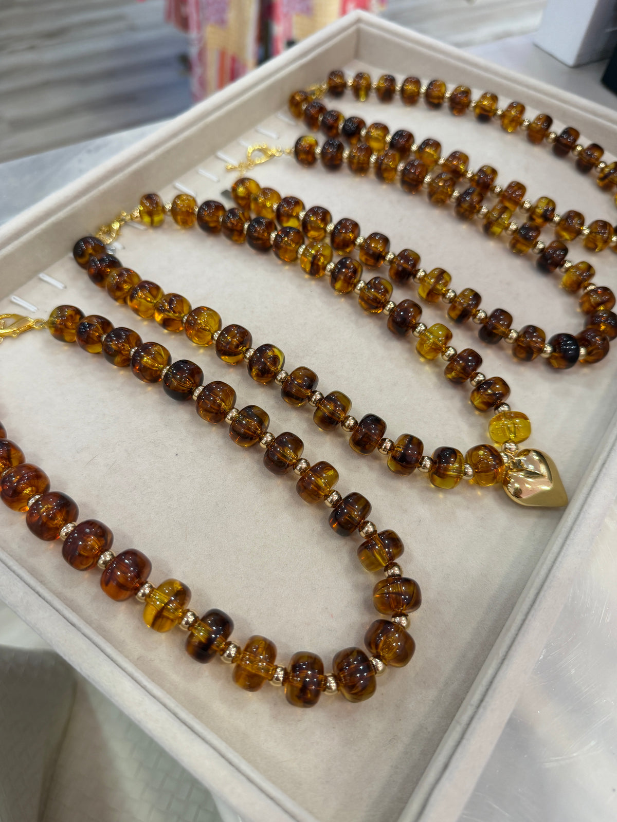 Avocado Green Stone Bead Necklace