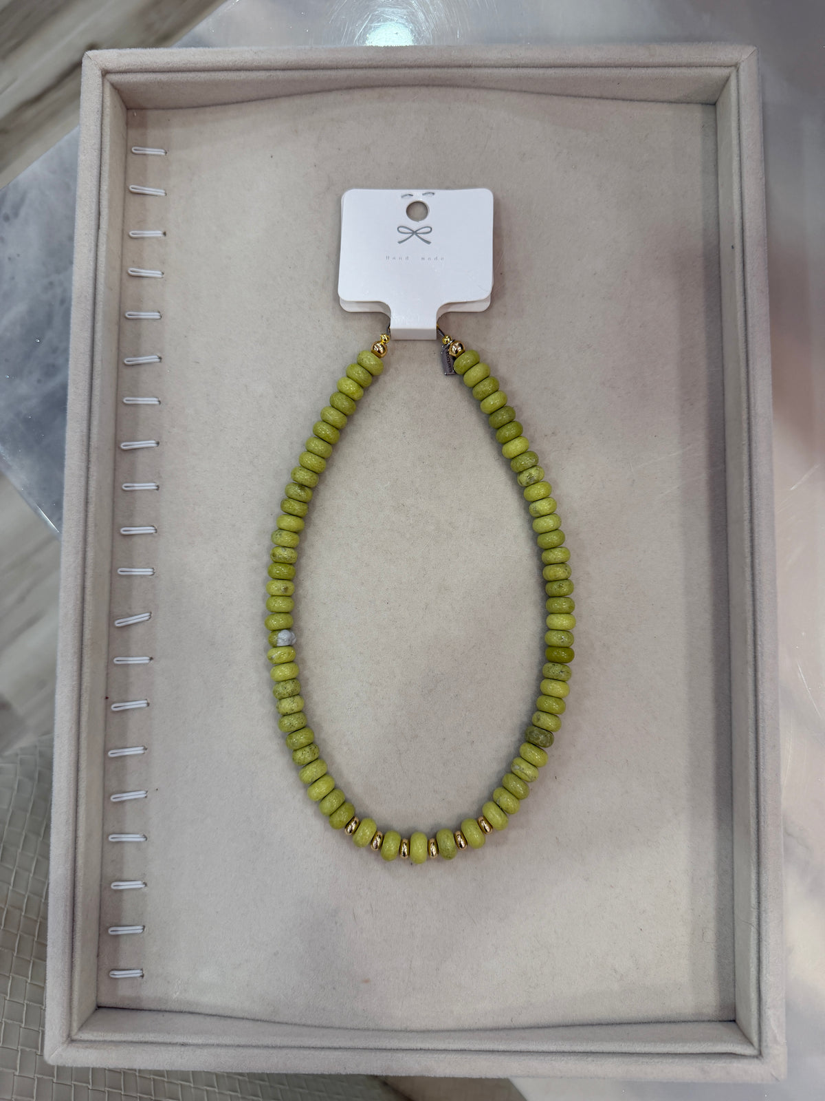 Avocado Green Stone Bead Necklace